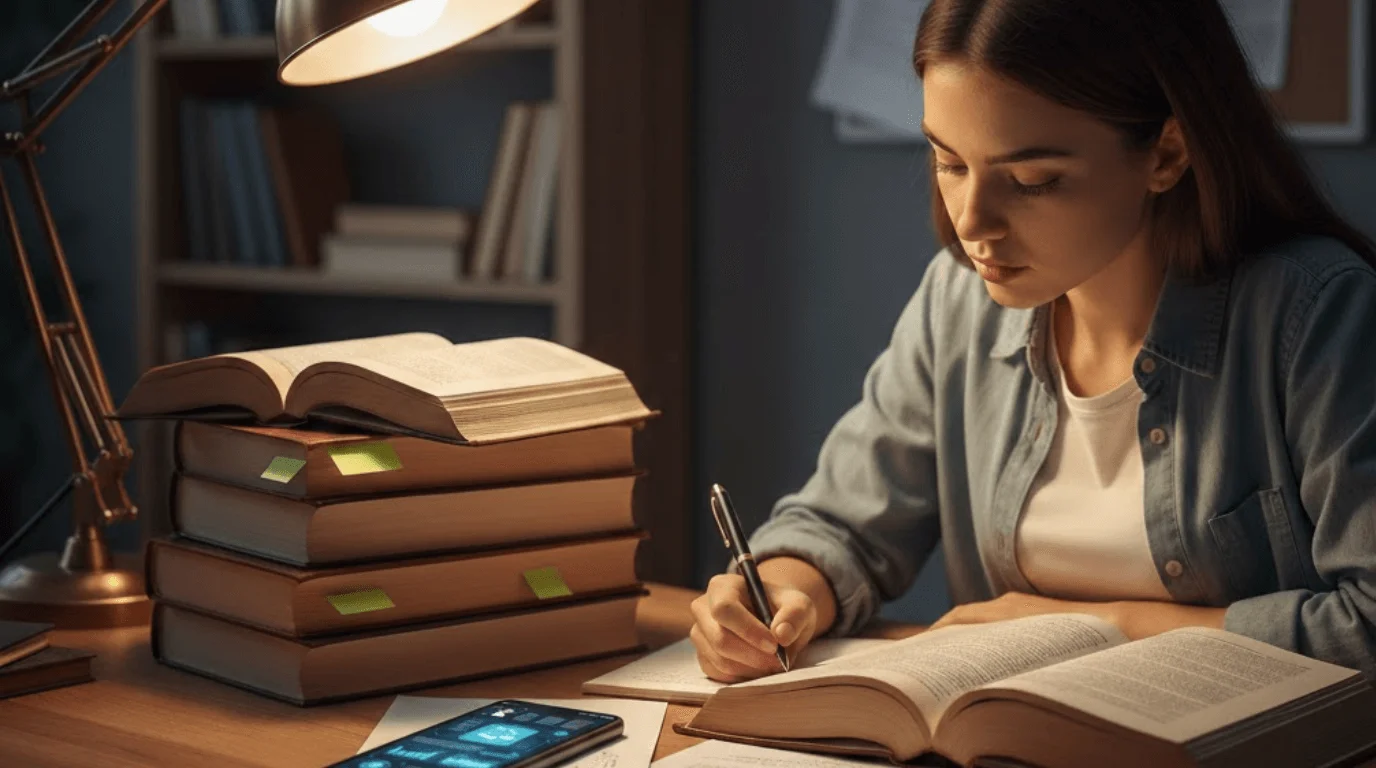 Estudiante de derecho usando herramientas digitales
