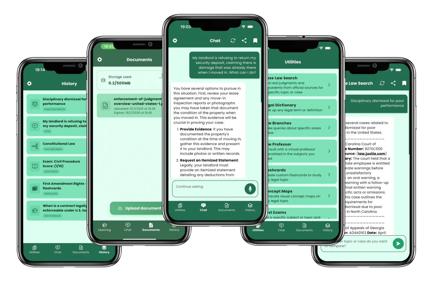 Legal Assistant AI features in English