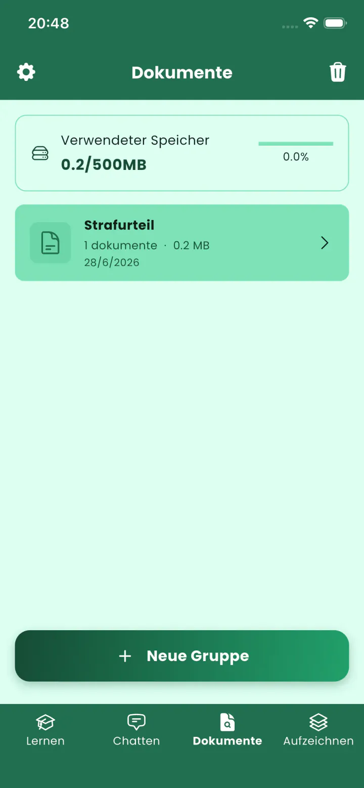 Ansicht 2 der Legal Assistant AI App