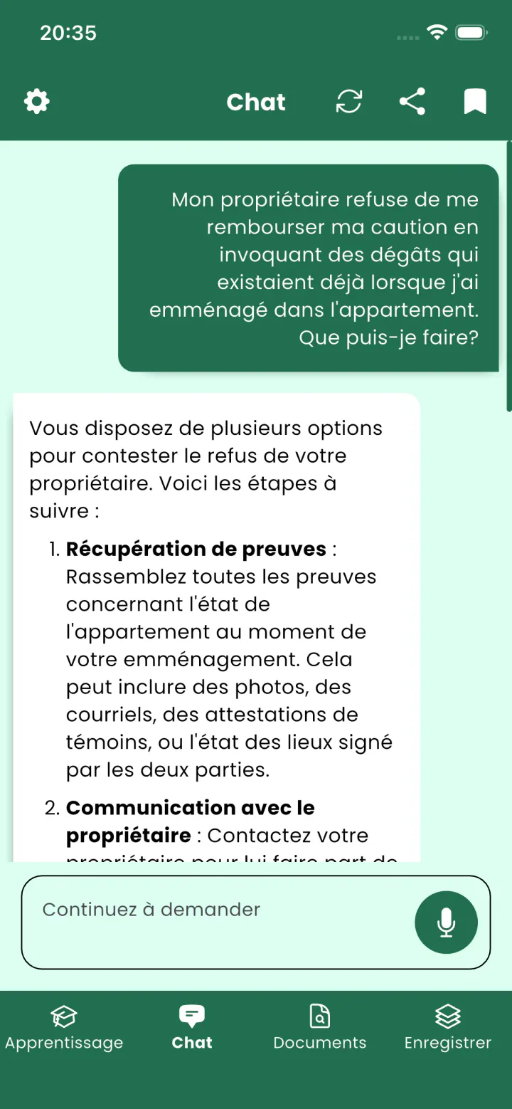 Capture 1 de l’application Legal Assistant AI