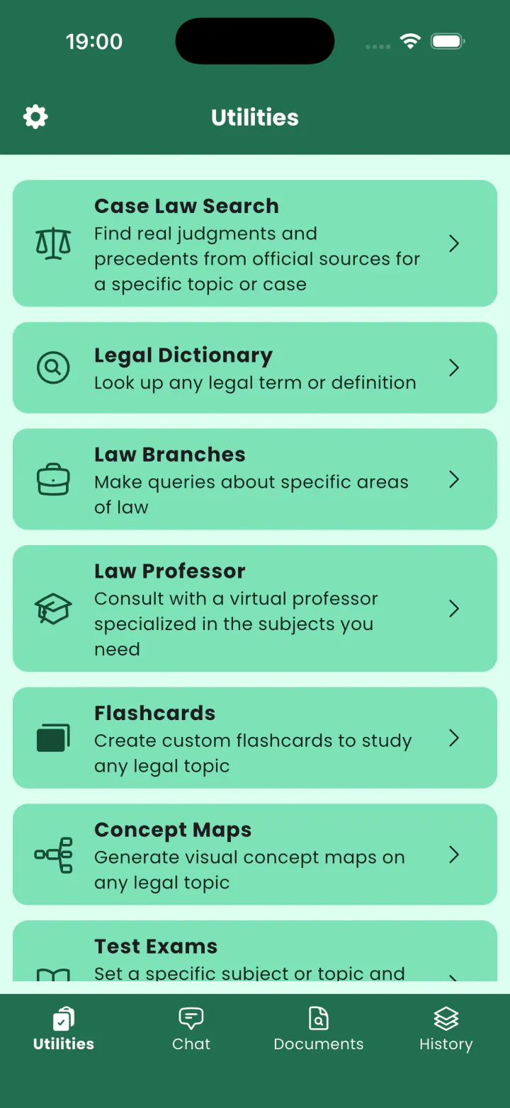 Legal Assistant AI app screen 1