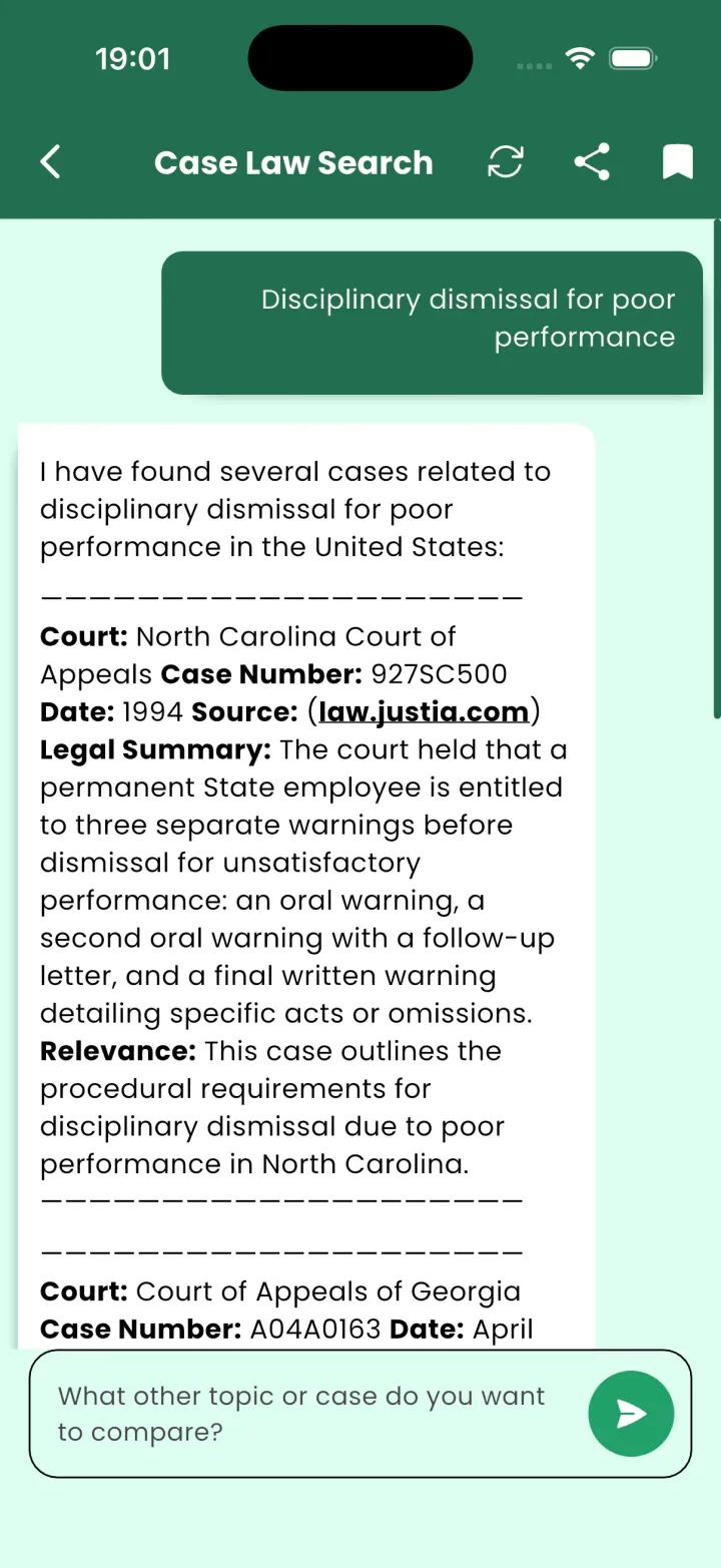 Legal Assistant AI app screen 2