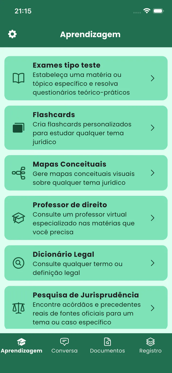 Ecrã 15 da aplicação Legal Assistant AI